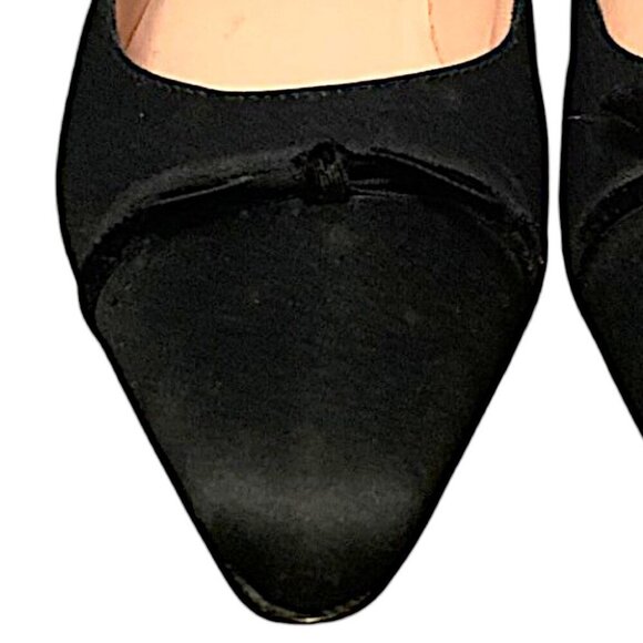 Banana Republic Satin Pointed Toe Flats with Velvet Bow Detail Black Size 6.5 - Picture 9 of 9